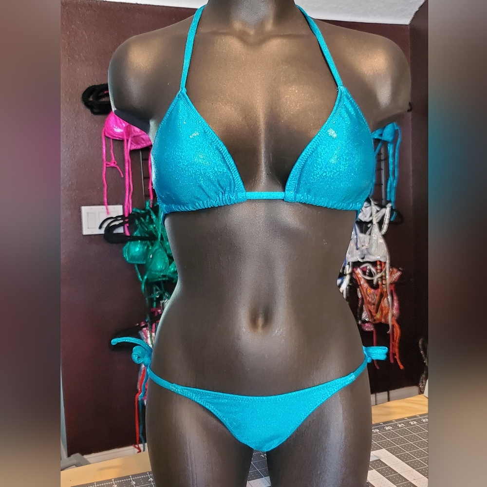 Turquoise Spandex Bikini B/C cup (competition, posing practice, photo shoot)
